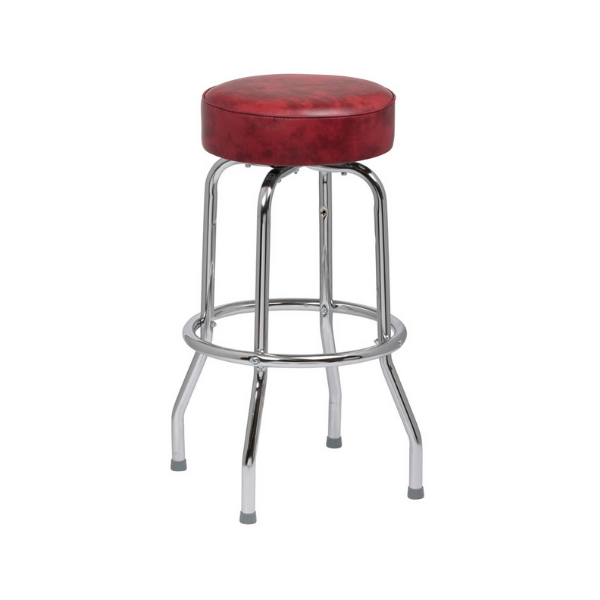 Royal Industries (ROY 7711 CRM) Crimson Standard Seat Bar Stool, Single Ring Chrome Frame, 4 KD