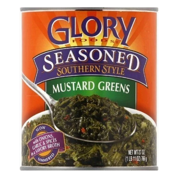 Glory Foods Mustard Greens 27 oz. Cans (Pack of 4)