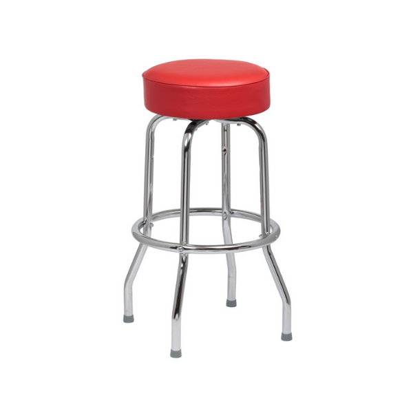 Royal Industries (ROY 7711 R) Red Standard Seat Bar Stool, Single Ring Chrome Frame, 4 KD