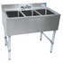 BK Resources 3 Compartment Underbar Sink 36"OAL 10X14X10D BOWLS SS