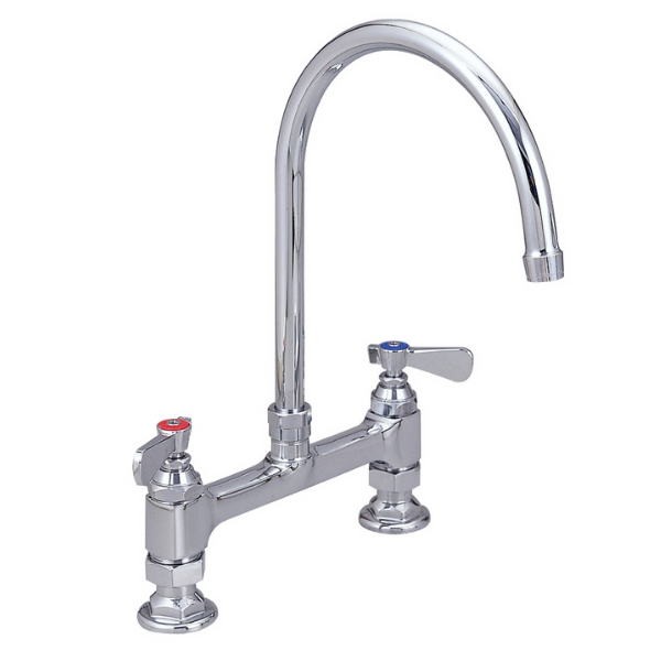 BK Resources (BKF8HD-8G-G) C/C HD Deck Mount Faucet With 8" Gooseneck Spout