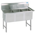 BK Resources 3 Compartment Sink 15 X 15 X 14D No Drainboards With Stainless Steel Legs & Bracing