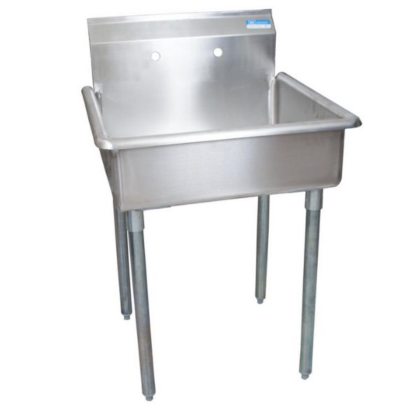 BK Resources 1 Compartment Utility Sink 24X21X8 16GA T-304 NO DB