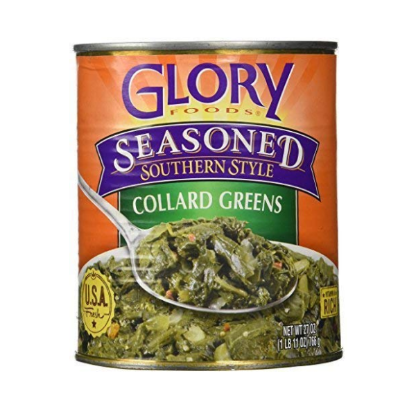 2 Cans of Glory Foods Seasoned Collard Greens 27 oz each