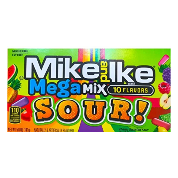 NEW Mike & Ike Mega Mix Sour Gluten Free/ Fat Free Candies Net Wt 5oz (1)