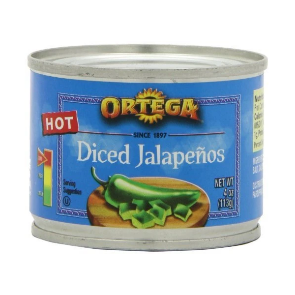 Ortega Diced Jalapenos, 4-Ounce Cans (Pack of 4)