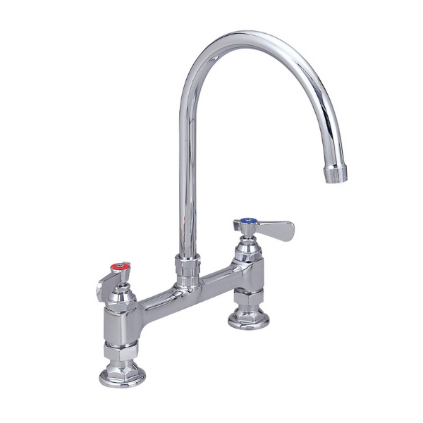 BK Resources (BKF8HD-3G-G) 8" O.C. OptiFlow Deck Mount Faucet With 3.5" Gooseneck Spout