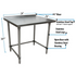 BK Resources (VTTROB-2424) 24" X 24" T-430 18 GA Table Stainless Steel 1.5" Riser Open Base