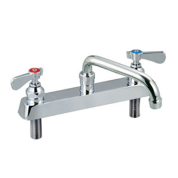 BK Resources (BKF-8DM-18-G) 8" O.C. OptiFlow Deck Mount Faucet With 18" DJ Swing Spout