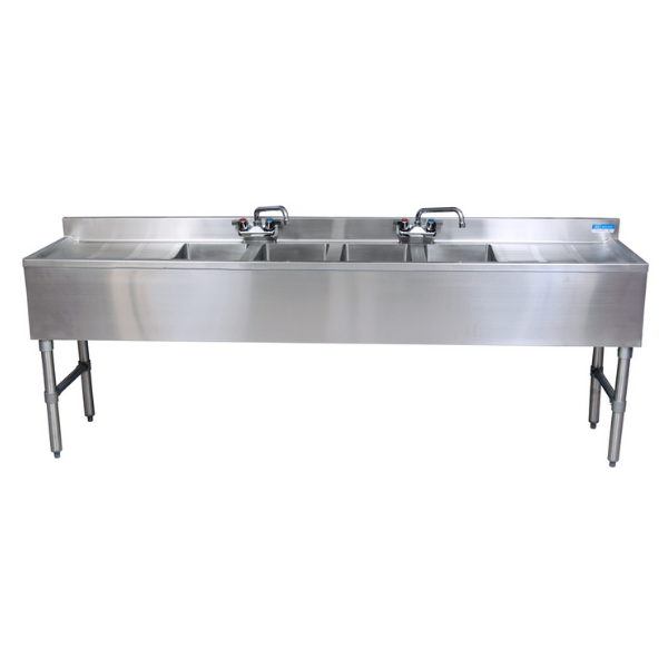 BK Resources 4 Compartment Underbar Sink 84"OAL 10X14X10D BOWLS SS