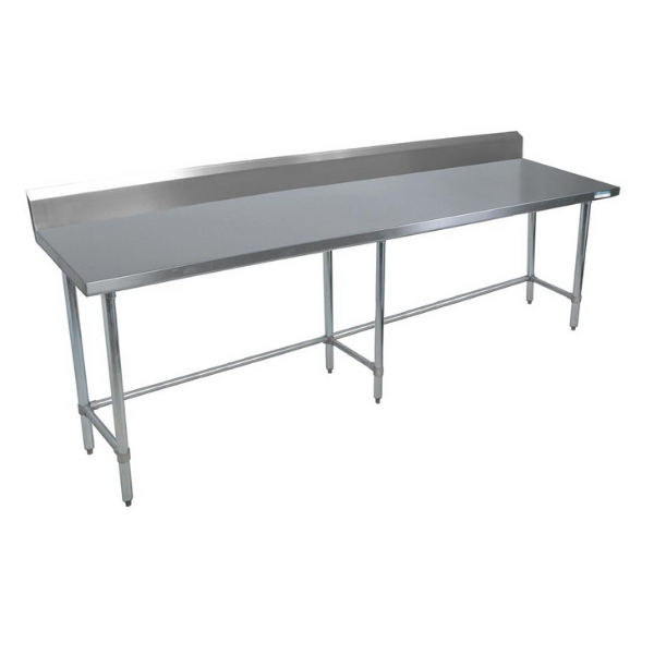 BK Resources (SVTR5OB-9630) 96" X 30" T-430 18 GA Table Stainless Steel 5" Riser Open Base