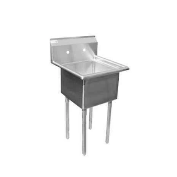 1 Compartment Stainless Steel Sink 18" x 18" NSF Cert. 24" Overall w/ Faucet