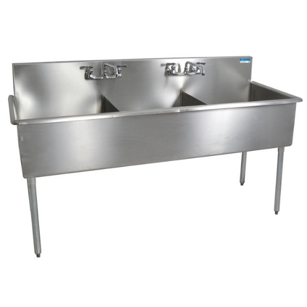 BK Resources 3 Compartment Budget Sink 12 X 21 X 12D Bowls T-430 SS