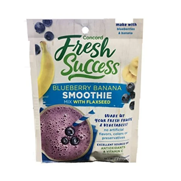 Concord Blueberry & Banana Smoothie Mix with Flaxseed (4 Pack) 1.3 oz Packets