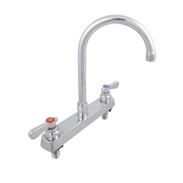 BK Resources (BKF-8DM-5G-G) 8" O.C. OptiFlow Deck Mount Faucet With 5" Gooseneck Spout