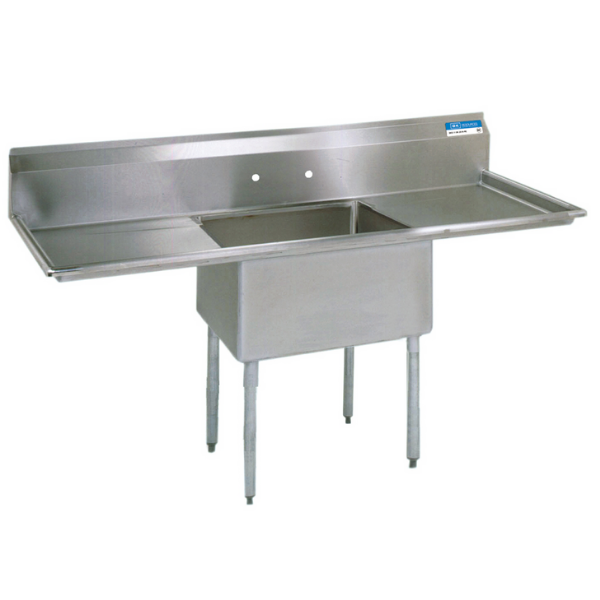 BK Resources 1 Compartment Sink 24 X 24 X 14D 24" 2-24" DB