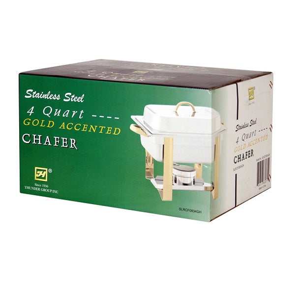 Thunder Group SLRCF0834GH 4-Quart Gold Accented Chafer