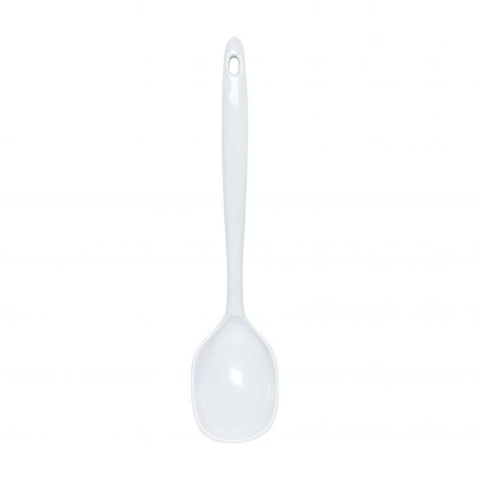 Thunder Group W7102 12" White Melamine Solid Spoon - 12/Pack