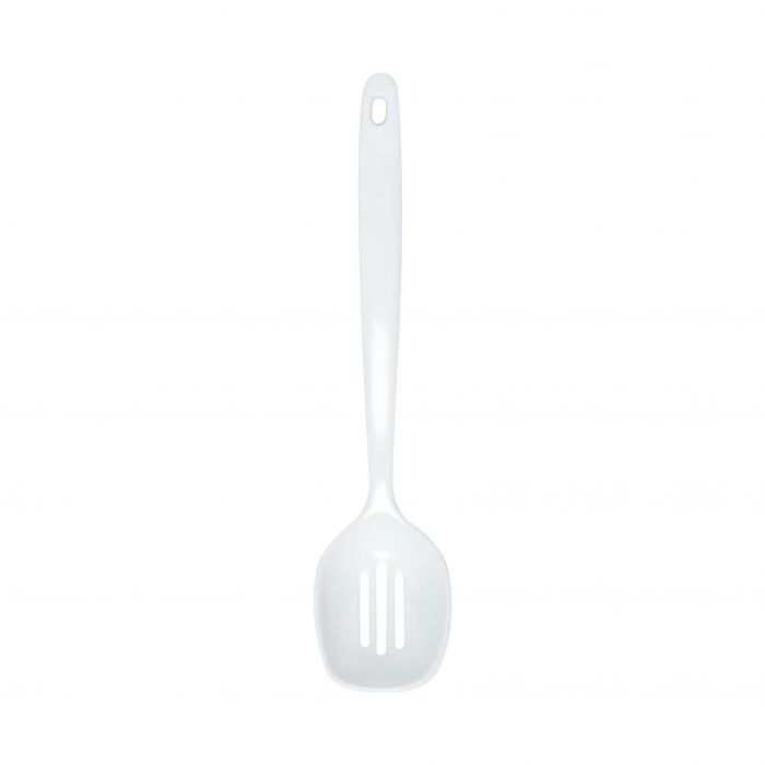 Thunder Group W7103 12" White Melamine Slotted Spoon - 12/Pack